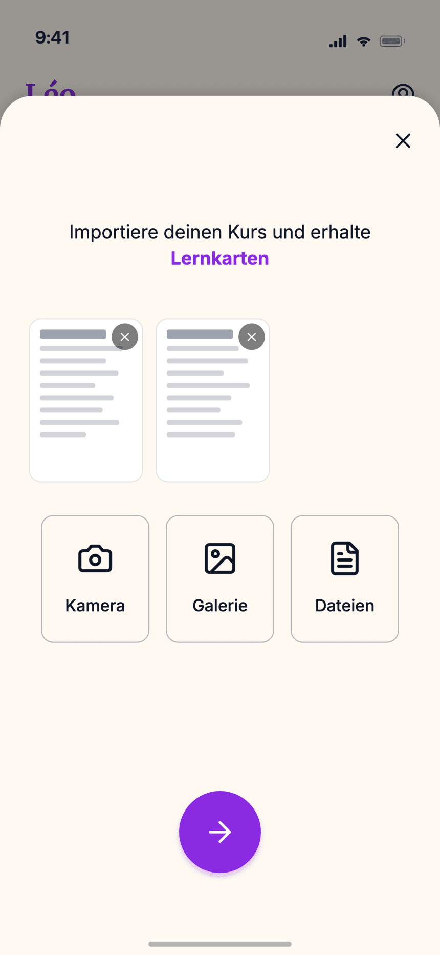 Kursimport in Wizidoo per Foto, Galerie oder PDF