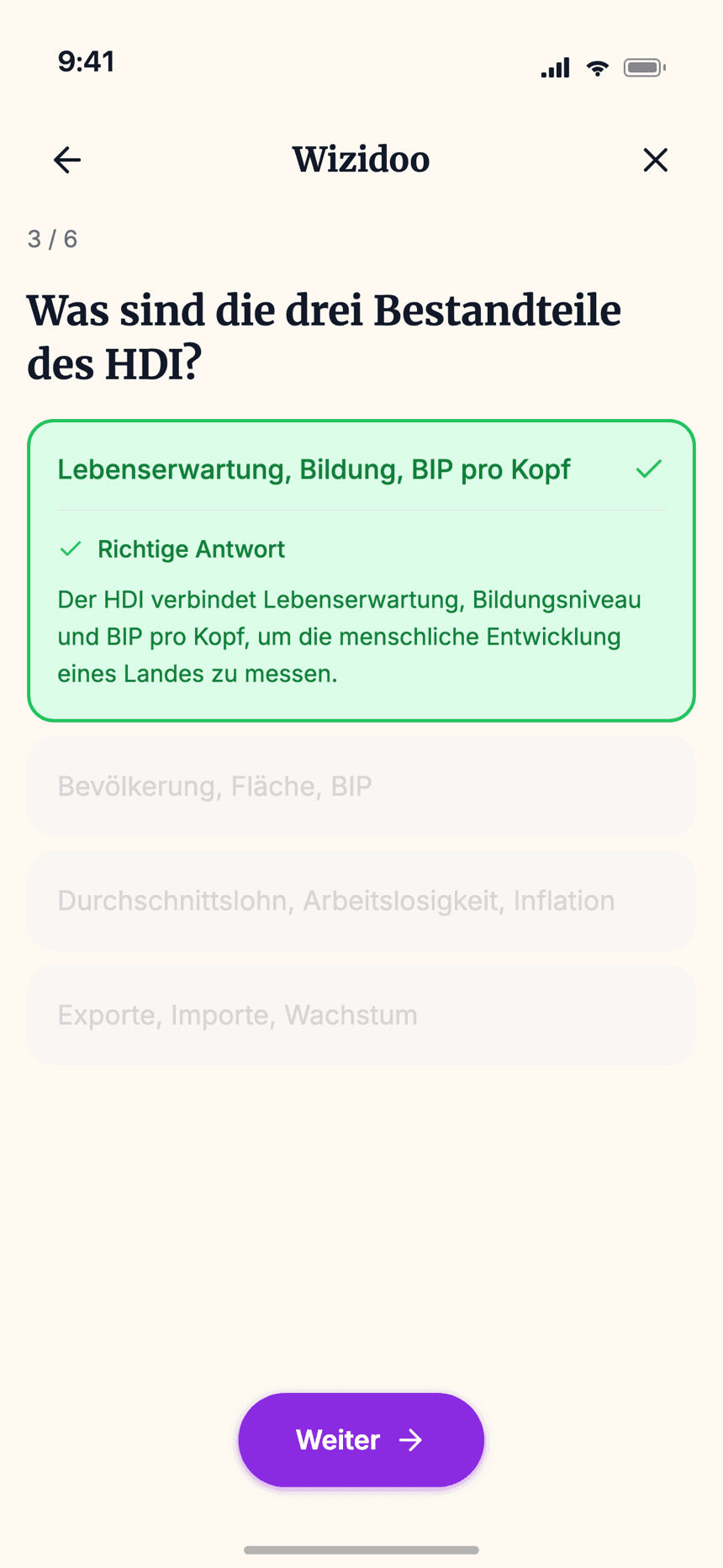 Wizidoo-Quiz aus den Unterlagen des Lernenden