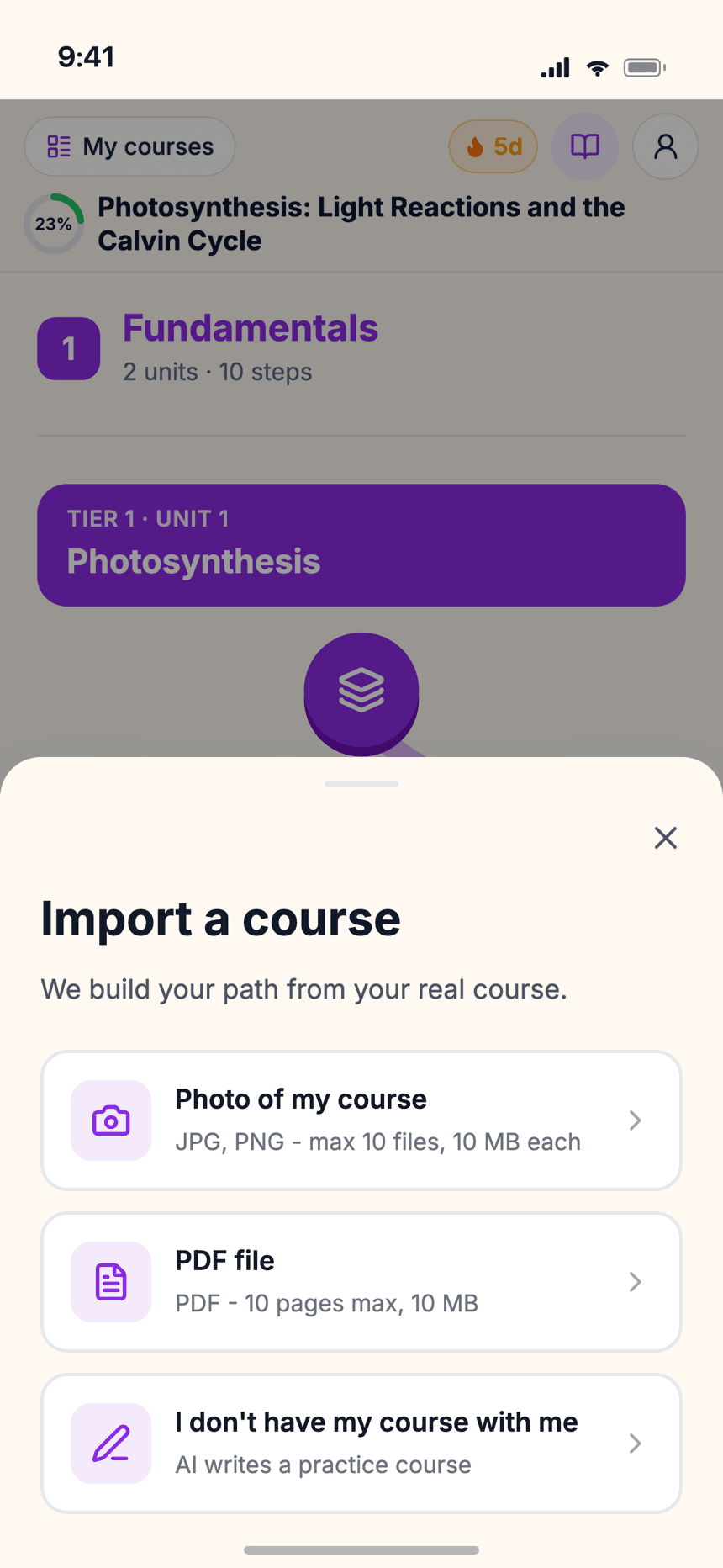 Importing a lesson into Wizidoo by photo, gallery or PDF