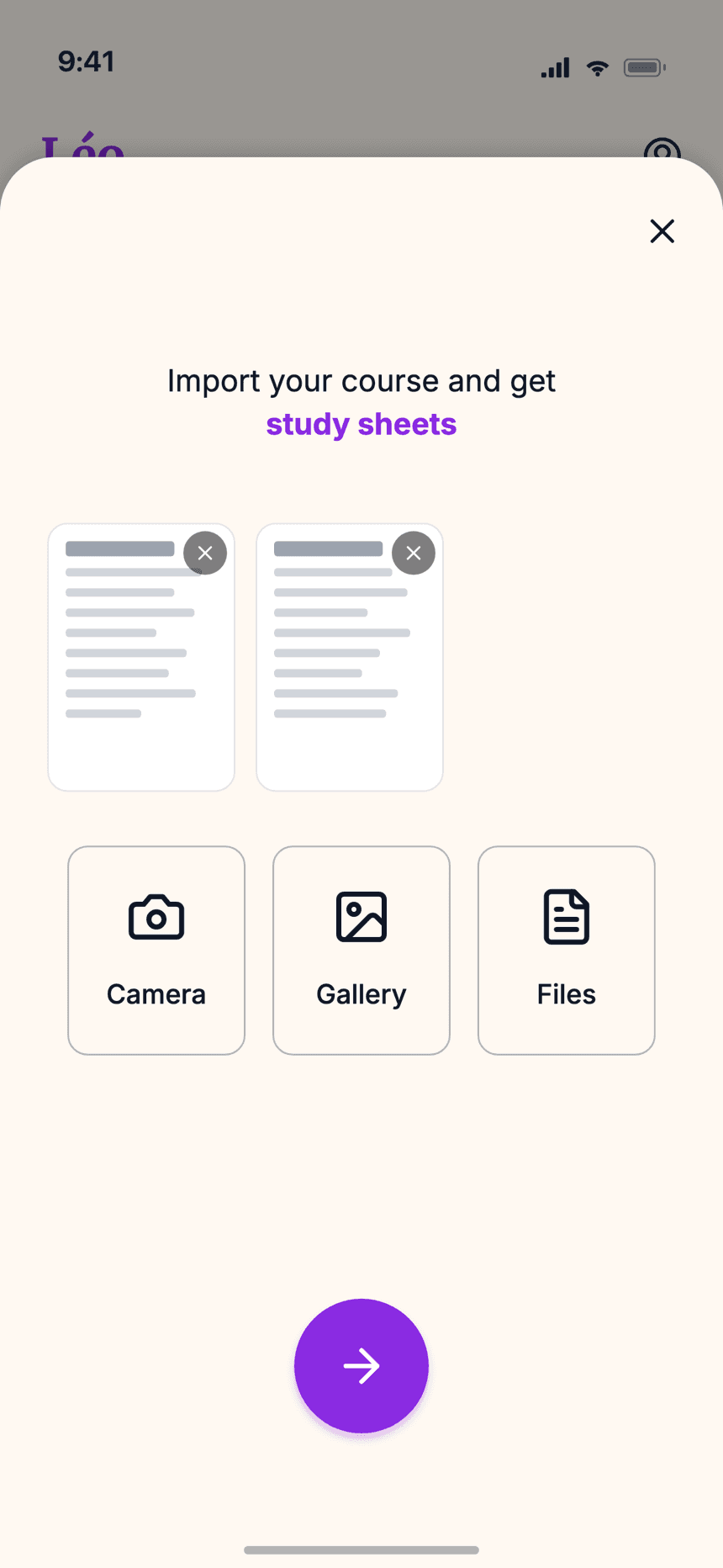 Importing a lesson into Wizidoo by photo, gallery or PDF