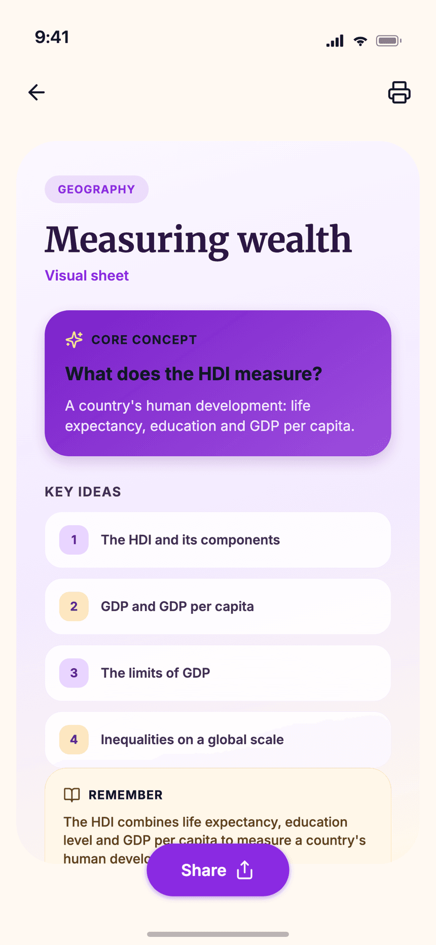 Wizidoo visual study sheet turning a lesson into a memorable visual
