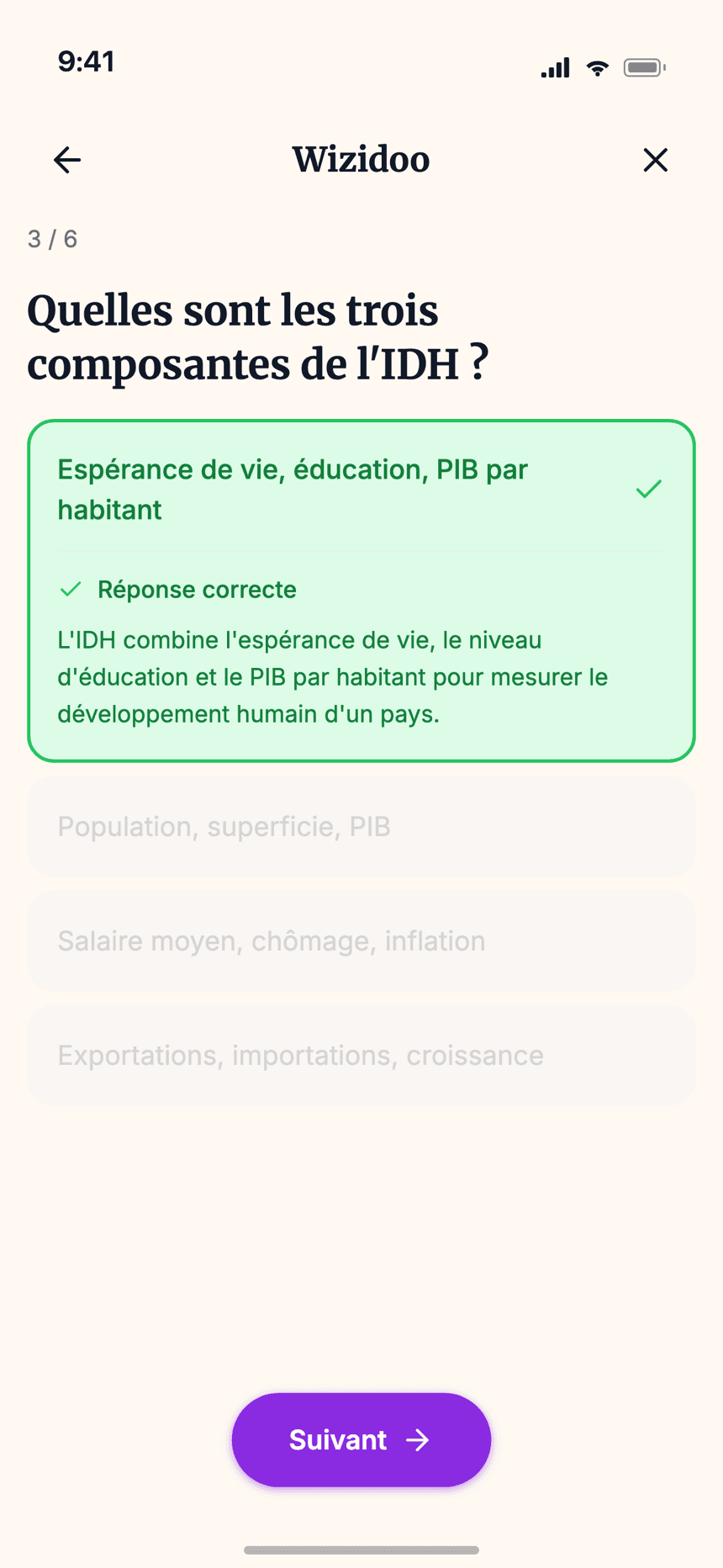 Quiz Wizidoo généré depuis le cours de l’étudiant